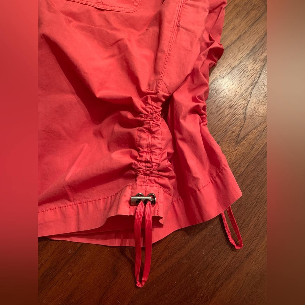 Anthropologie Ruched Poplin Gaucho Pants in Bright Hibiscus - Picture 5 of 5